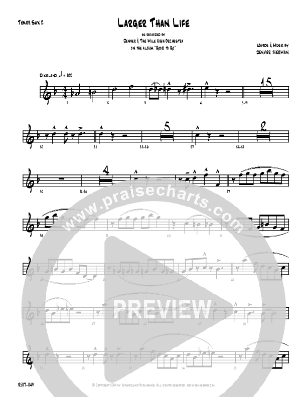 Larger Than Life Tenor Sax 1/2 (Denver Bierman)