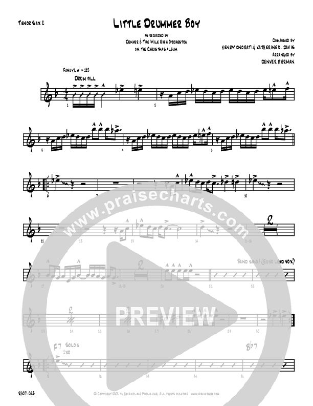 Little Drummer Boy Tenor Sax 1/2 (Denver Bierman)