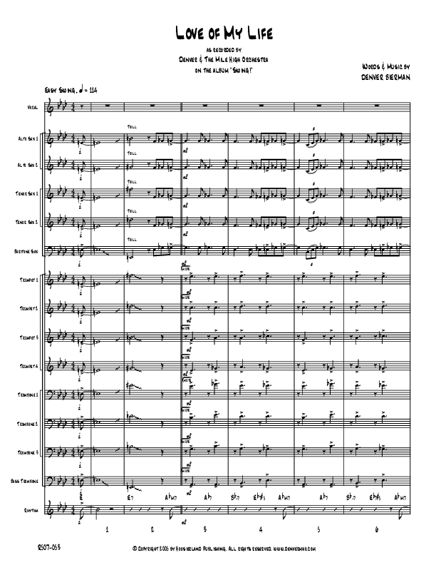 Love Of My Life Conductor's Score (Denver Bierman)
