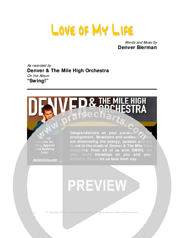 Love Of My Life Cover Sheet (Denver Bierman)