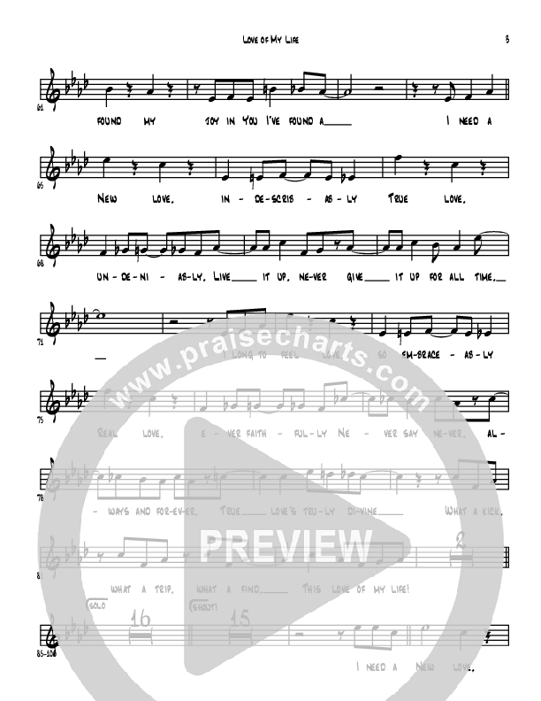 Love Of My Life Lead Sheet (Denver Bierman)