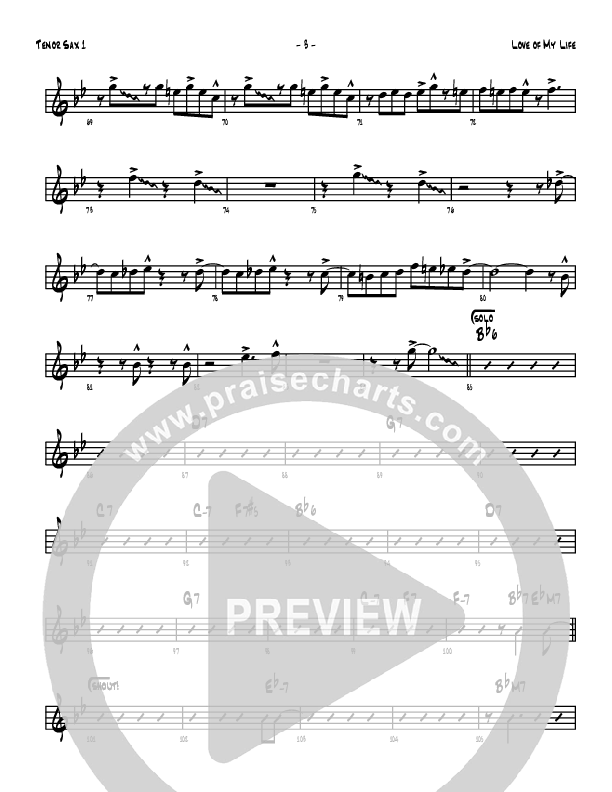 Love Of My Life Tenor Sax 1/2 (Denver Bierman)