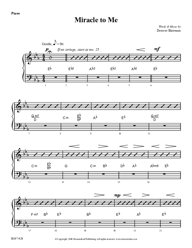 Miracle To Me Piano Sheet (Denver Bierman)