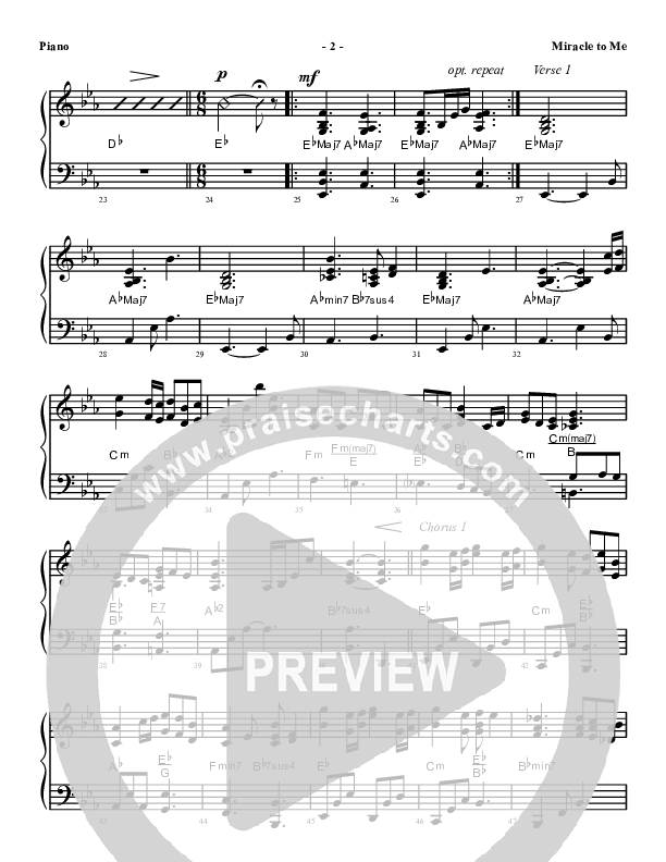 Miracle To Me Piano Sheet (Denver Bierman)