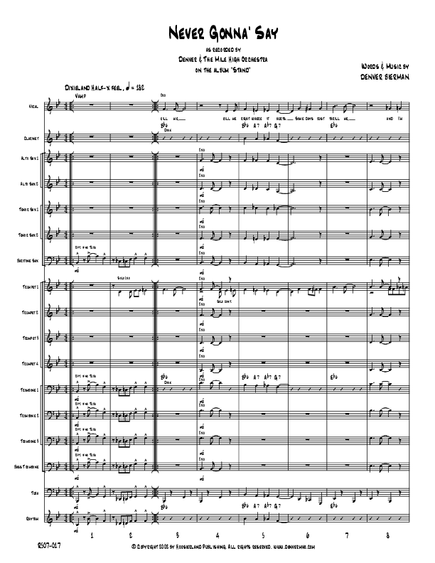 Never Gonna Say Conductor's Score (Denver Bierman)