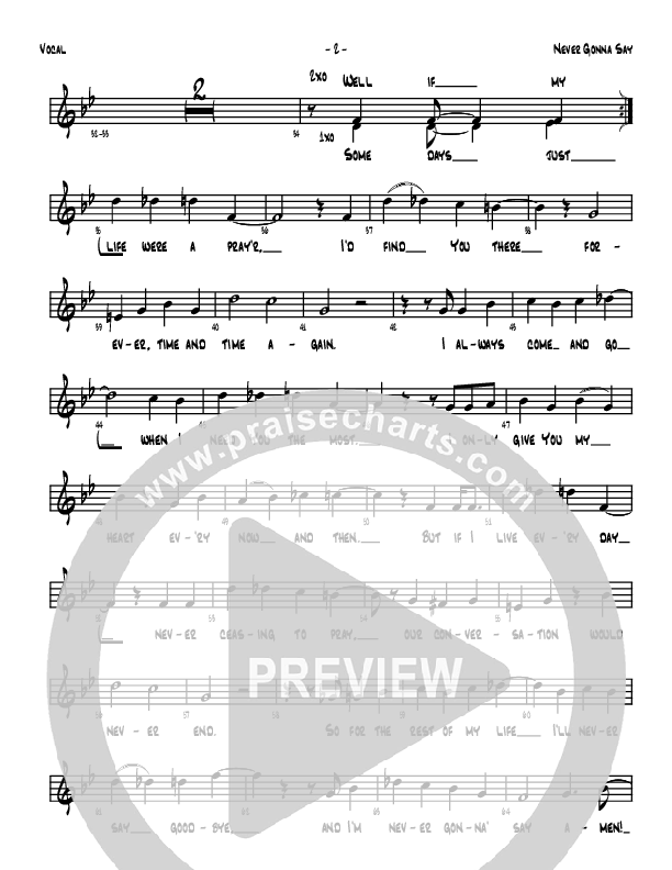 Never Gonna Say Lead Sheet (Denver Bierman)