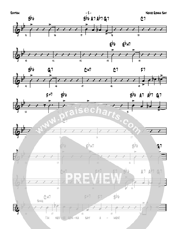 Never Gonna Say Rhythm Chart (Denver Bierman)