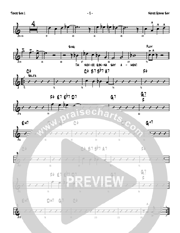 Never Gonna Say Tenor Sax 1/2 (Denver Bierman)