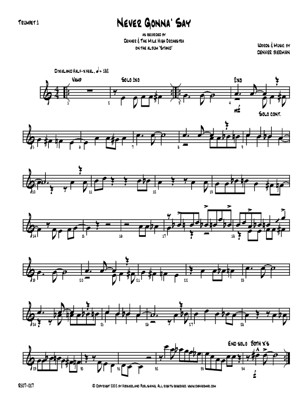 Never Gonna Say Trumpet 1 (Denver Bierman)