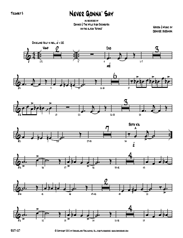 Never Gonna Say Trumpet 3 (Denver Bierman)