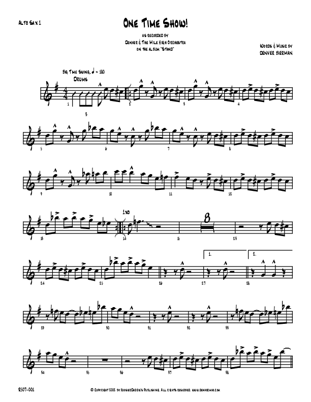 One Time Show Alto Sax 1/2 (Denver Bierman)