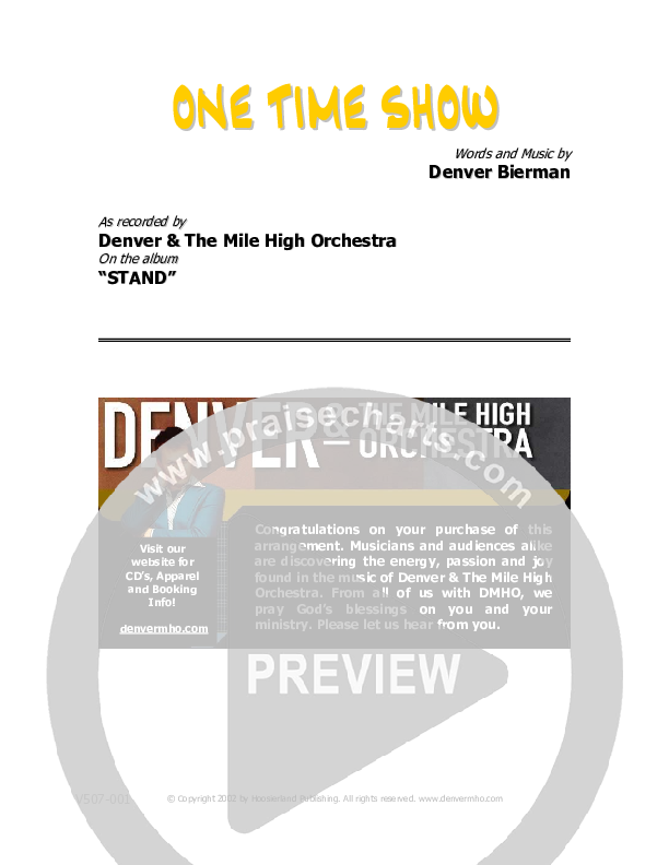 One Time Show Cover Sheet (Denver Bierman)