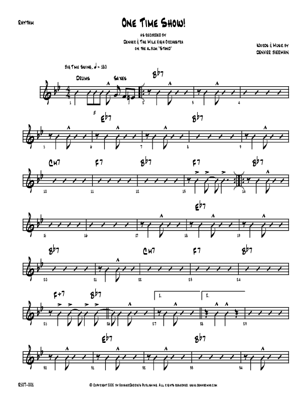 One Time Show Rhythm Chart (Denver Bierman)
