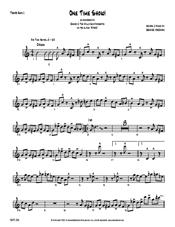 One Time Show Tenor Sax 1/2 (Denver Bierman)