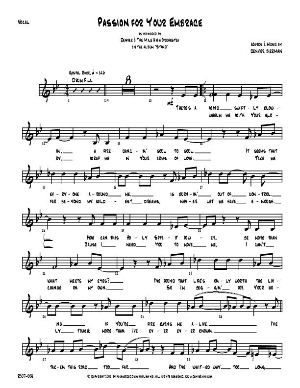 Passion For Your Embrace Lead Sheet (Denver Bierman)