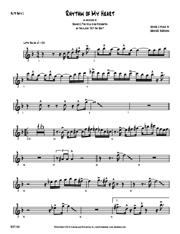 Rhythm Of My Heart Alto Sax 1/2 (Denver Bierman)