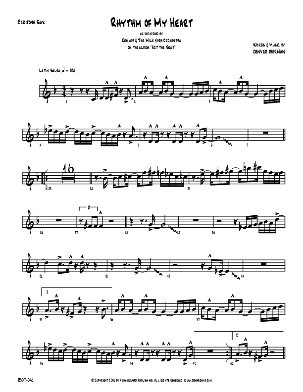 Rhythm Of My Heart Bari Sax (Denver Bierman)