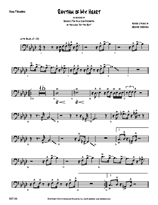Rhythm Of My Heart Bass Trombone (Denver Bierman)