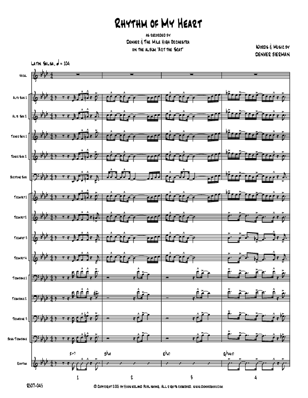 Rhythm Of My Heart Conductor's Score (Denver Bierman)