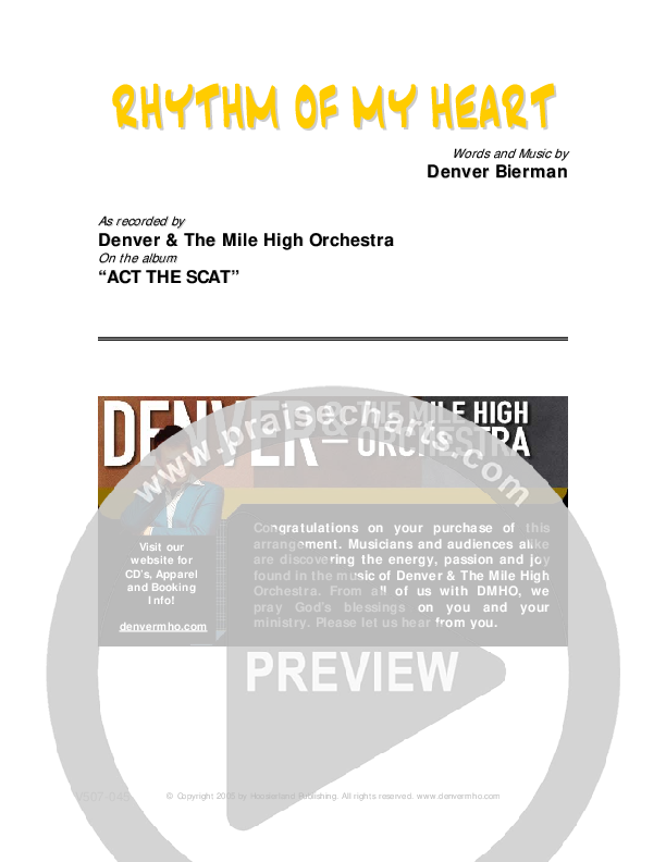 Rhythm Of My Heart Cover Sheet (Denver Bierman)