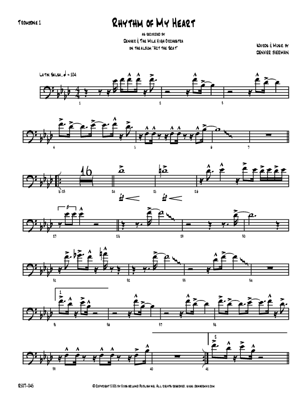 Rhythm Of My Heart Trombone 1 (Denver Bierman)