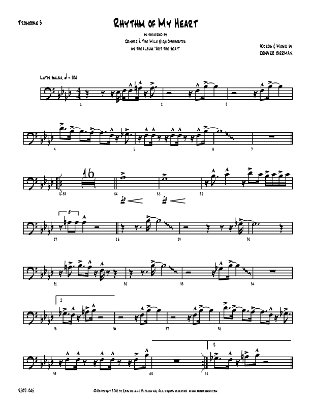Rhythm Of My Heart Trombone 3 (Denver Bierman)