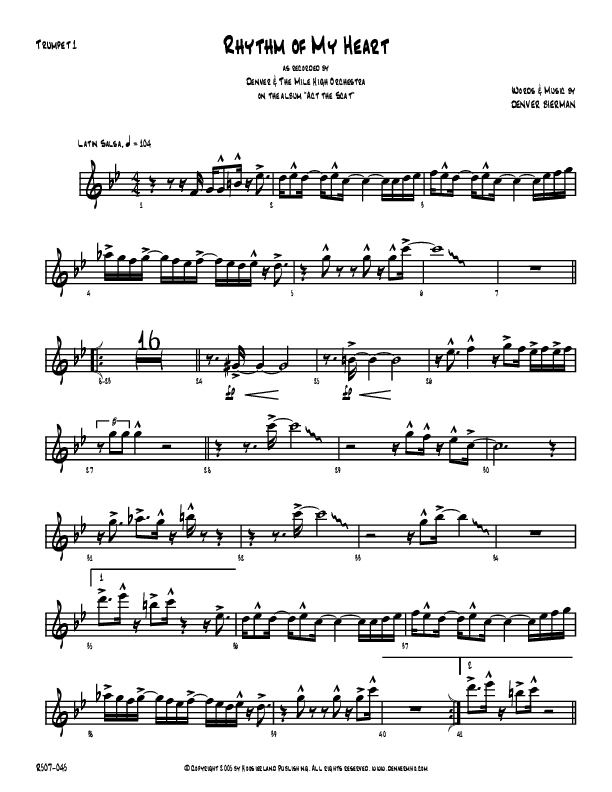 Rhythm Of My Heart Trumpet 1 (Denver Bierman)