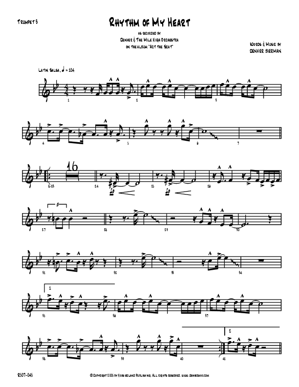 Rhythm Of My Heart Trumpet 3 (Denver Bierman)