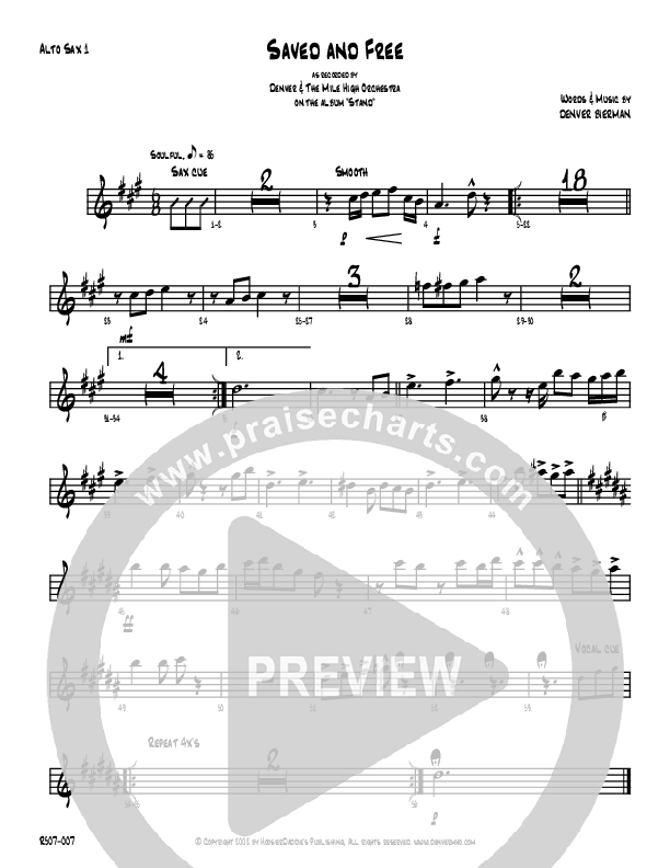 Saved And Free Alto Sax 1/2 (Denver Bierman)