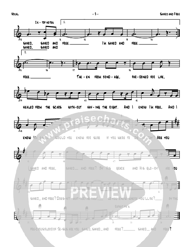 Saved And Free Lead Sheet (Denver Bierman)