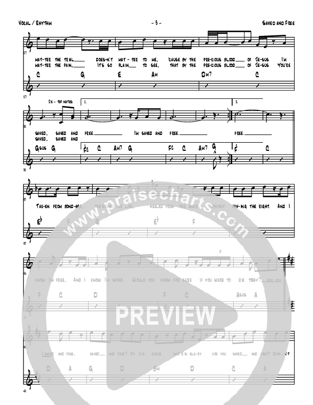 Saved And Free Rhythm/Vocal (Denver Bierman)