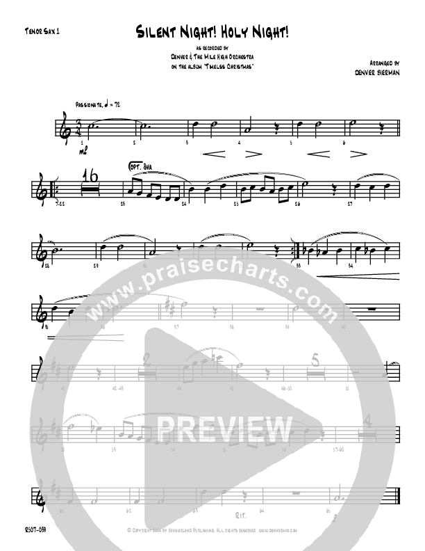 Silent Night Tenor Sax 1/2 (Denver Bierman)