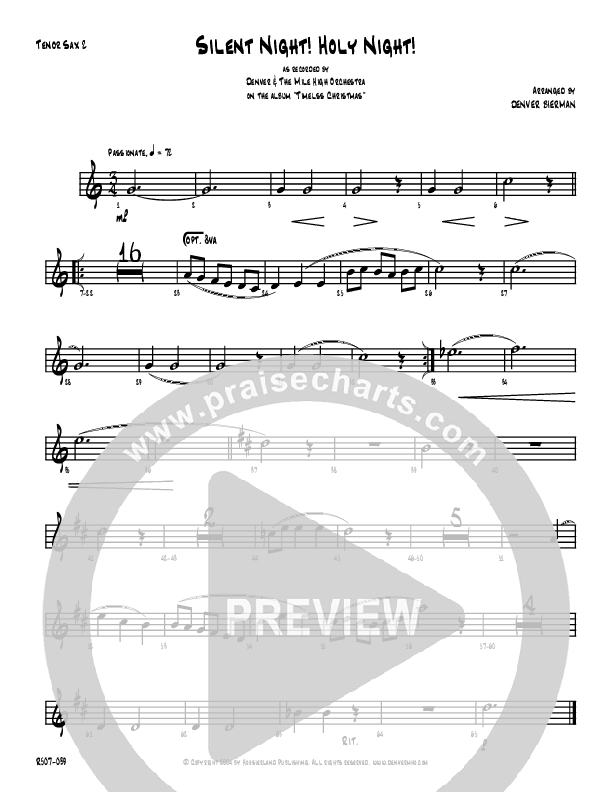 Silent Night Tenor Sax 1/2 (Denver Bierman)