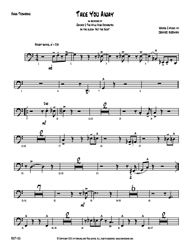 Take You Away Bass Trombone (Denver Bierman)