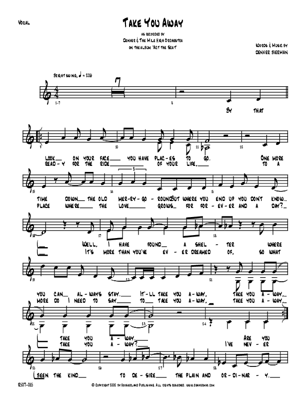 Take You Away Lead Sheet (Denver Bierman)