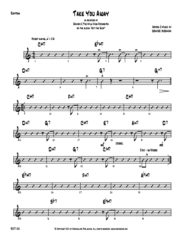 Take You Away Rhythm Chart (Denver Bierman)