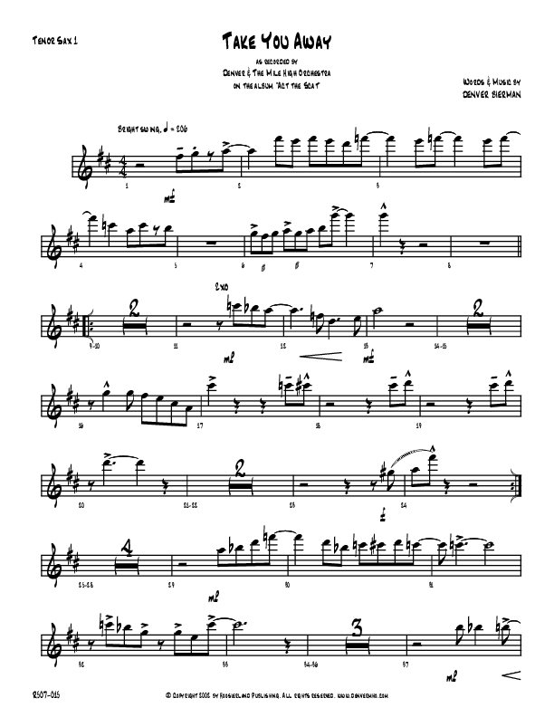 Take You Away Tenor Sax 1/2 (Denver Bierman)