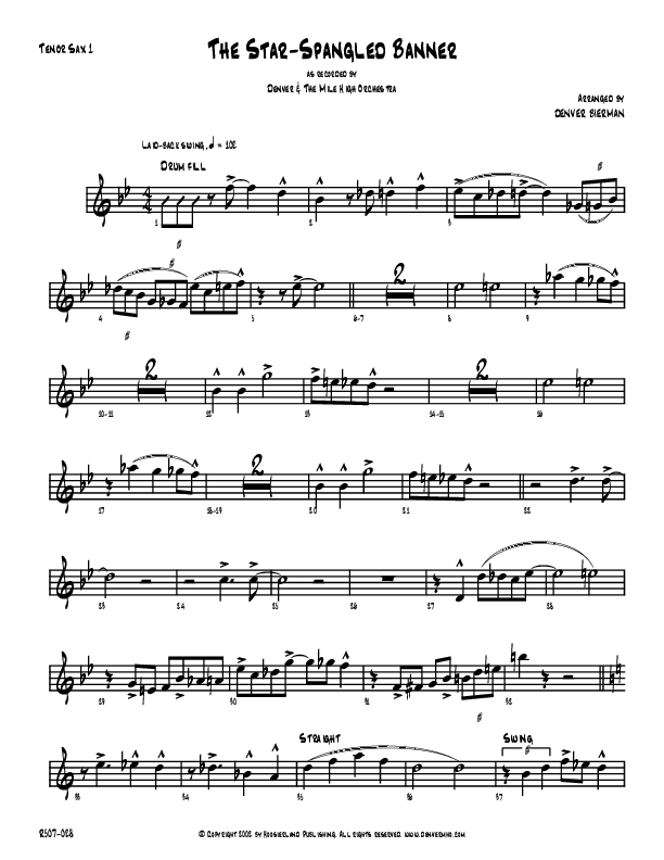 The Star-Spangled Banner Tenor Sax 1/2 (Denver Bierman)