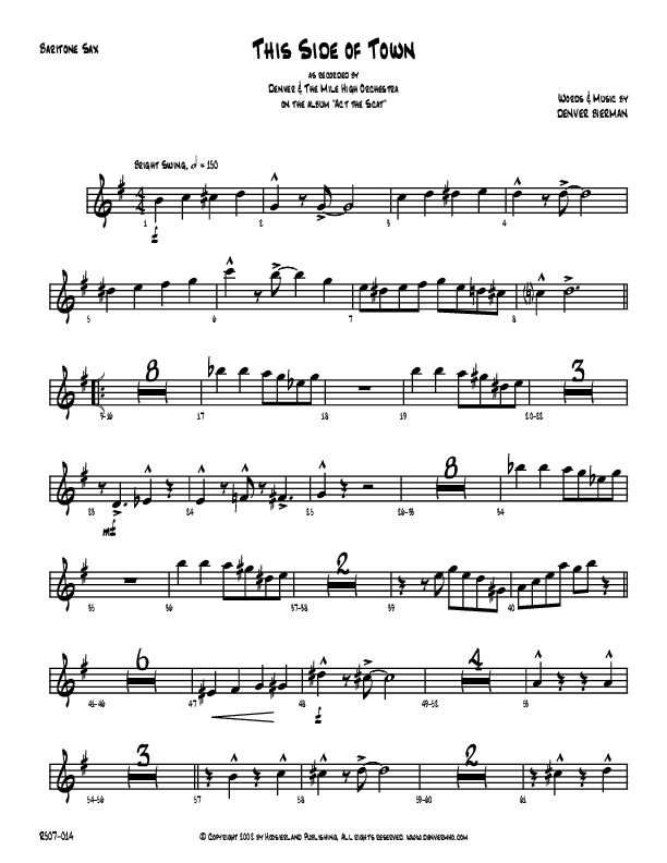This Side Of Town Bari Sax (Denver Bierman)