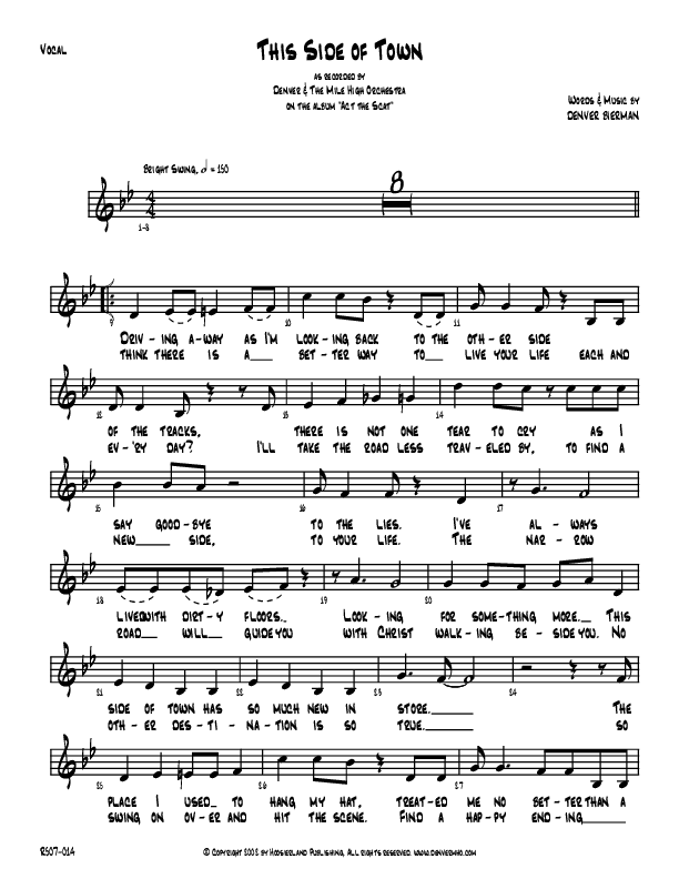 This Side Of Town Lead Sheet (Denver Bierman)