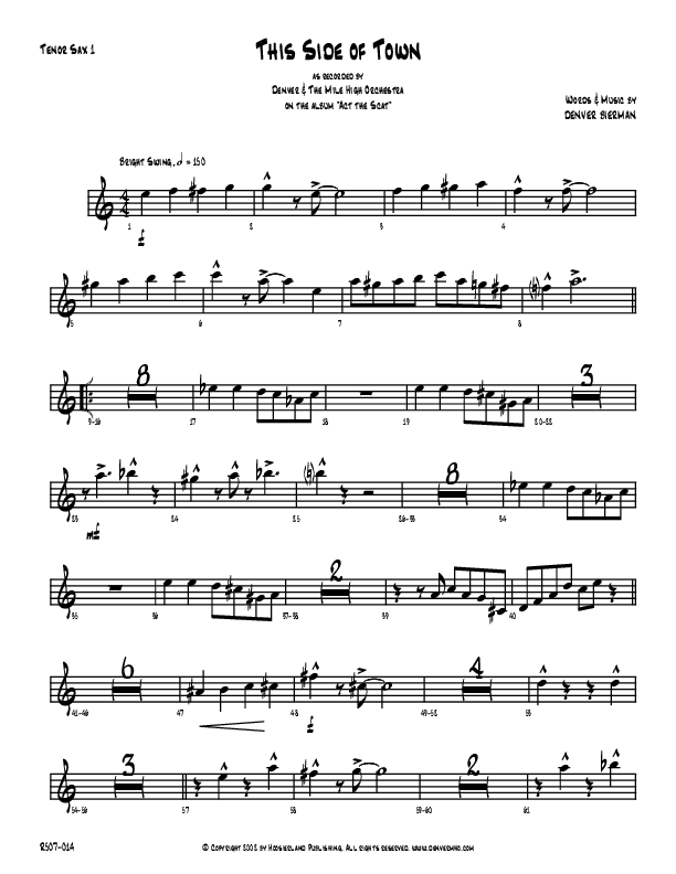 This Side Of Town Tenor Sax 1/2 (Denver Bierman)