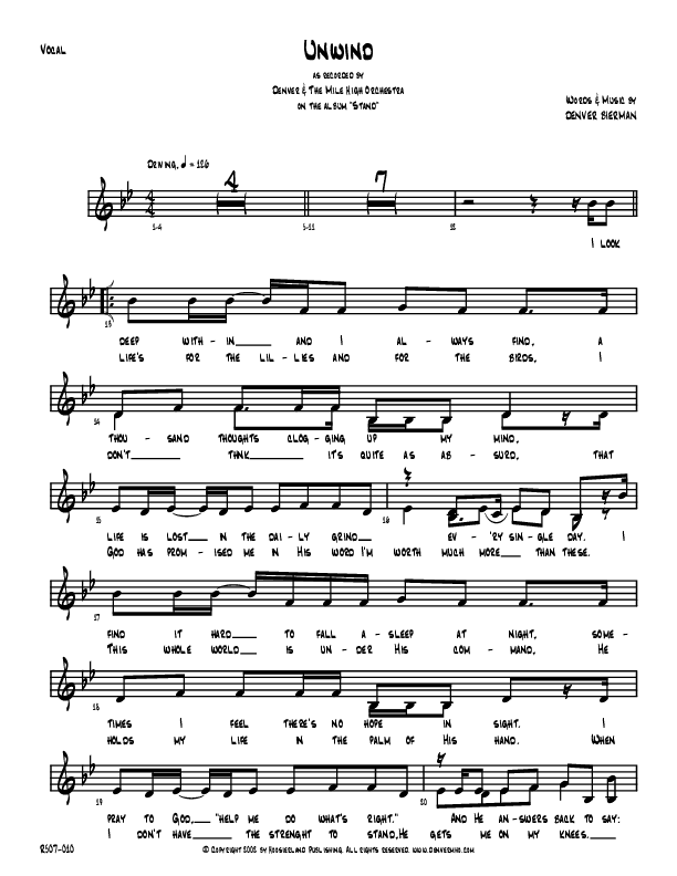 Unwind Lead Sheet (Denver Bierman)