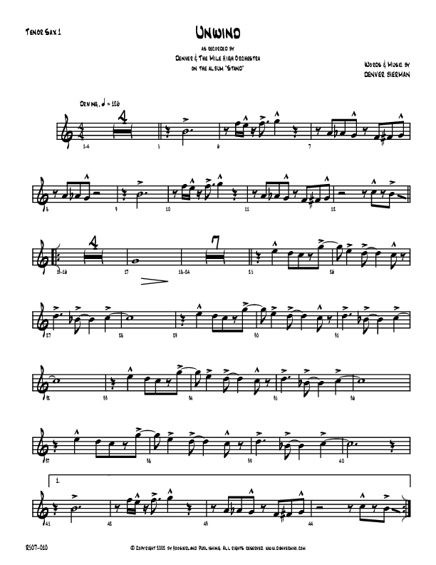 Unwind Tenor Sax 1/2 (Denver Bierman)