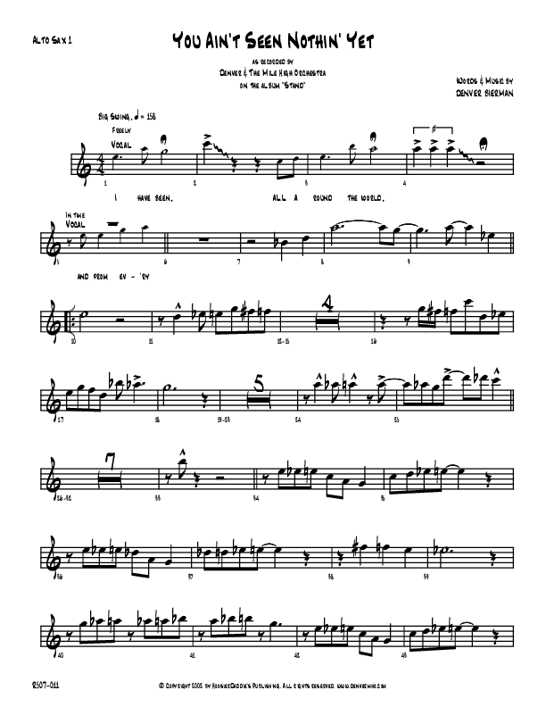 You Ain't Seen Nothing Yet Alto Sax 1/2 (Denver Bierman)