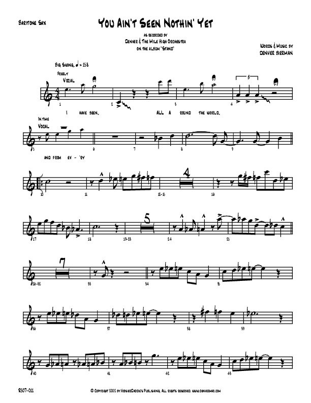 You Ain't Seen Nothing Yet Bari Sax (Denver Bierman)