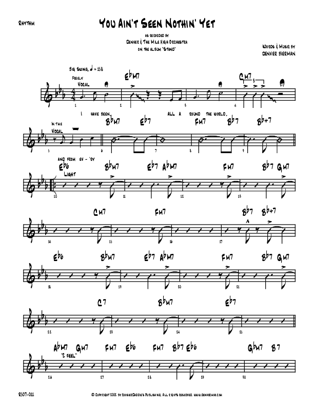 You Ain't Seen Nothing Yet Rhythm Chart (Denver Bierman)