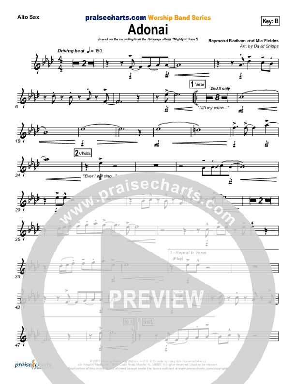 Adonai Alto Sax (Hillsong Worship)