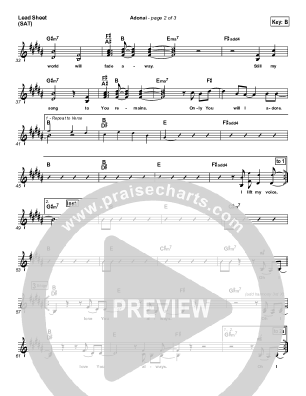 Adonai Lead Sheet (SAT) (Hillsong Worship)