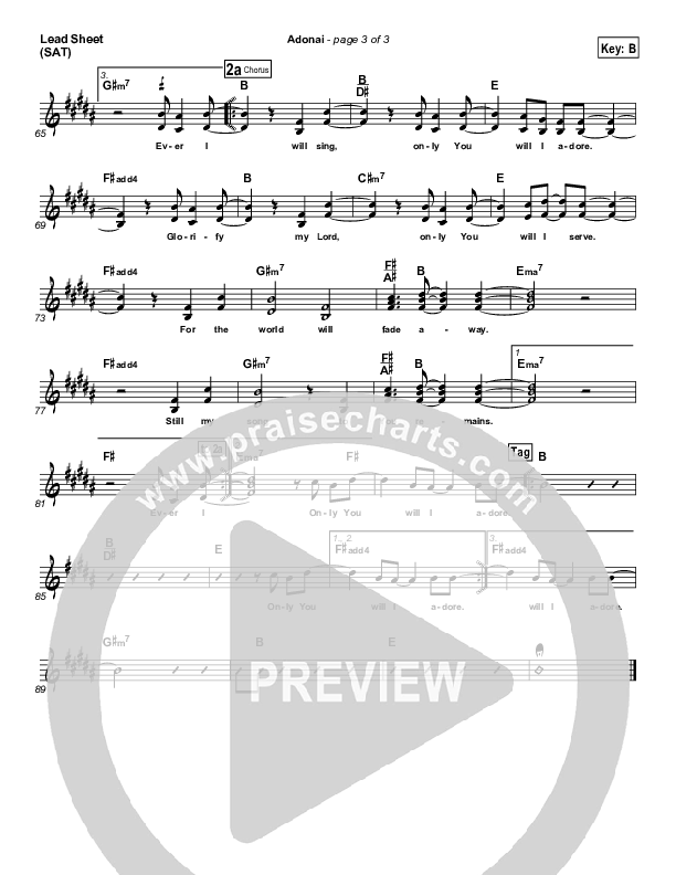 Adonai Lead Sheet (SAT) (Hillsong Worship)