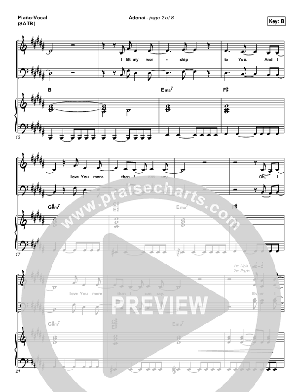 Adonai Piano/Vocal (Hillsong Worship)